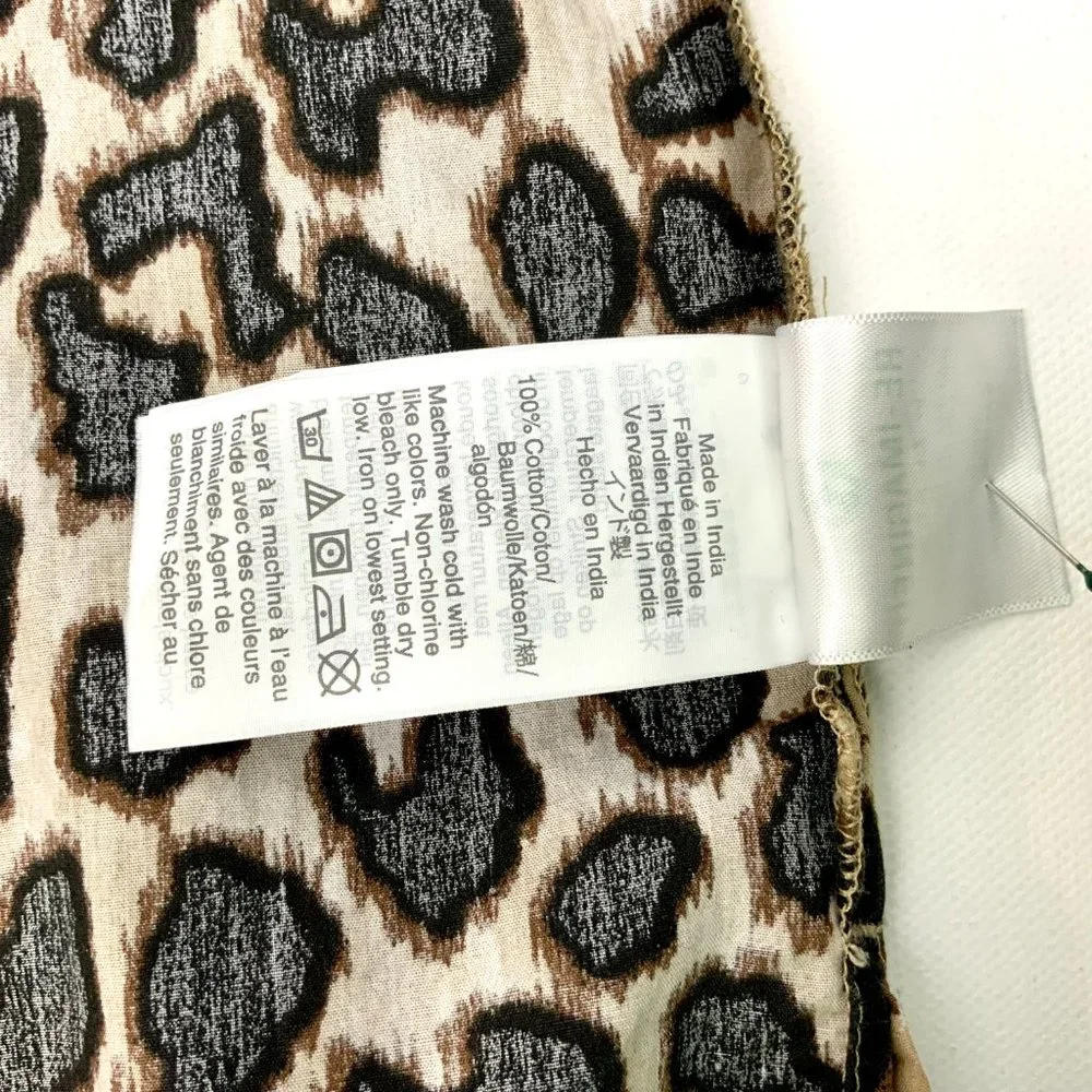 J. Crew Cotton Leopard Print Long Ruffle Trim Sleeves Blouse Sz S